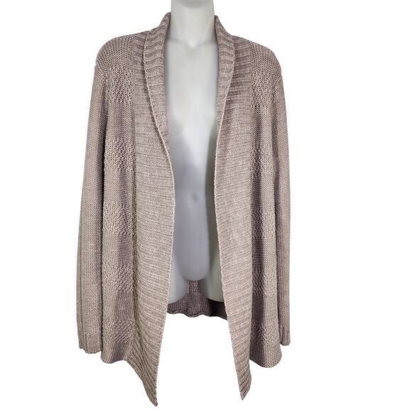 Honey Punch Cardigan Sweater Women's Medium Taupe Beige Open Shawl Collar Knit - Picture 1 of 10